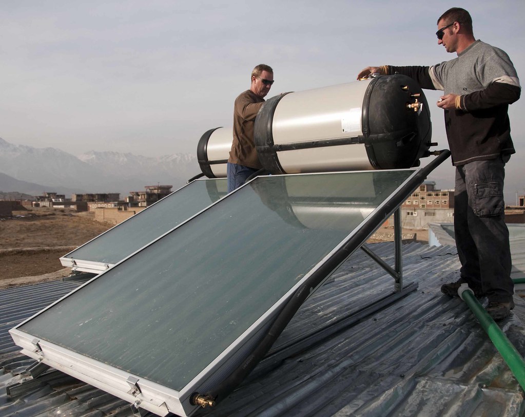 Installing a hot water system on a roof